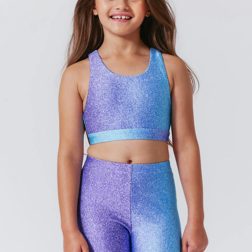 Girls Hi-Shine Scoop Neck Racer Back Sports Bra