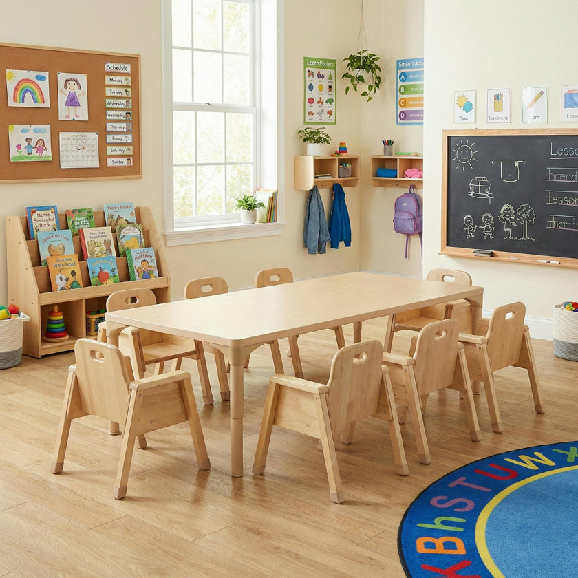 Rectangular Adjustable Kids Classroom Table – 17" to 25" Height | Durable Activity Table for School & Home
