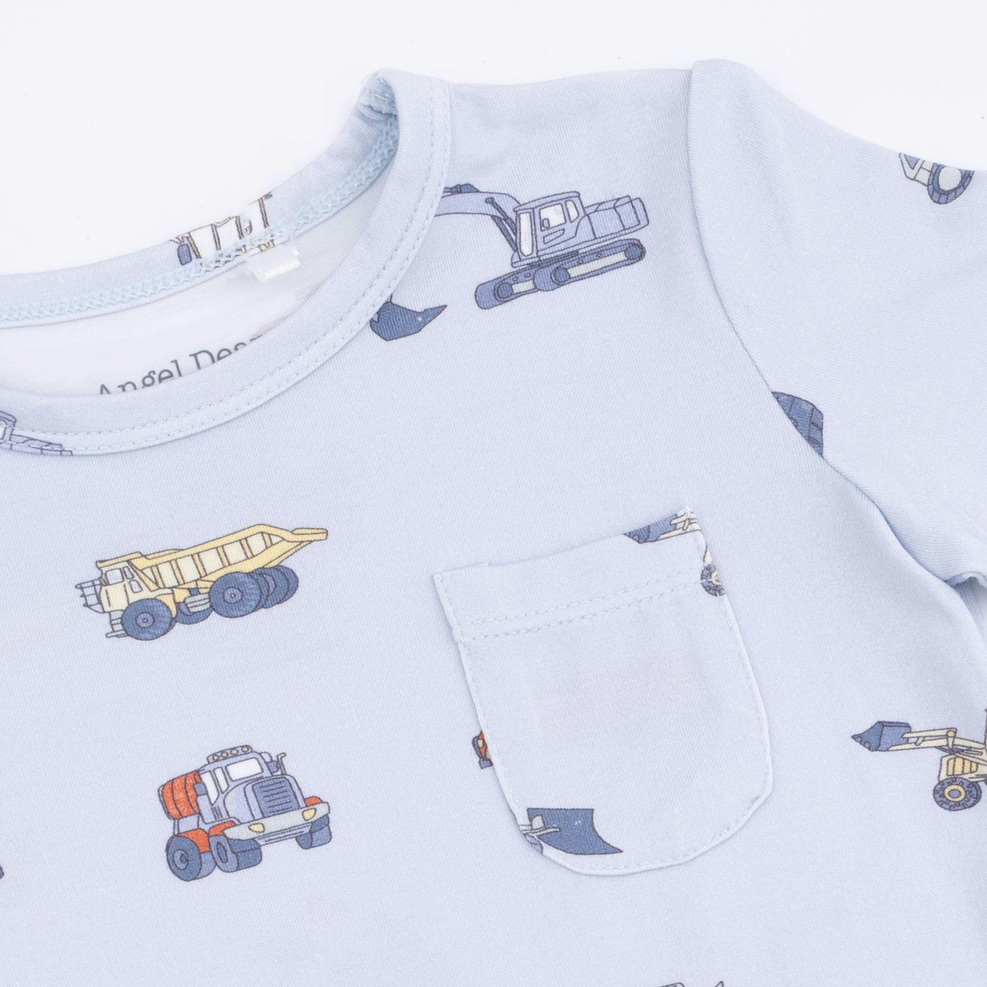 Construction Vehicles - Crew Neck Tee with Casual Short