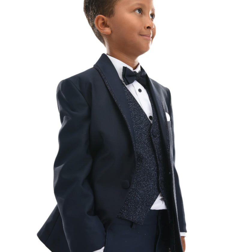 Navy Glitter Trim Suit