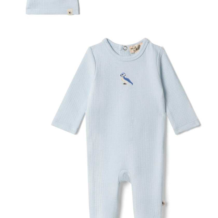Checkered Applique Onesie Blue