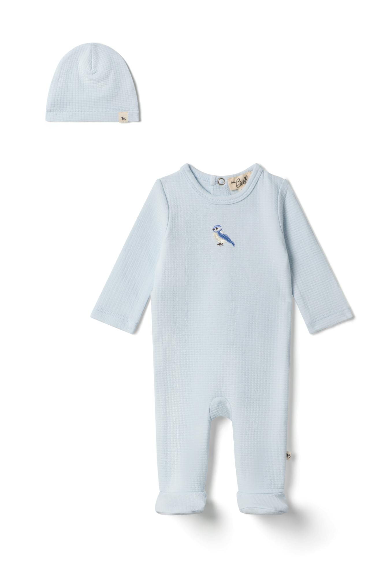 Checkered Applique Onesie Blue