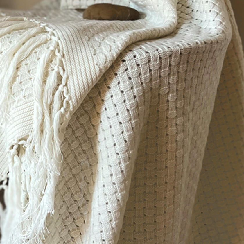 The Hudson Cashmere Fringed Throw | Cream