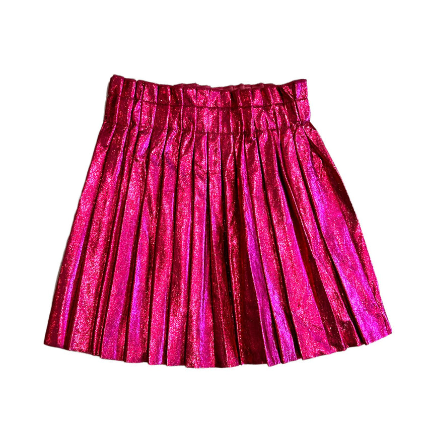 Foil Metallic Pleated Skirt