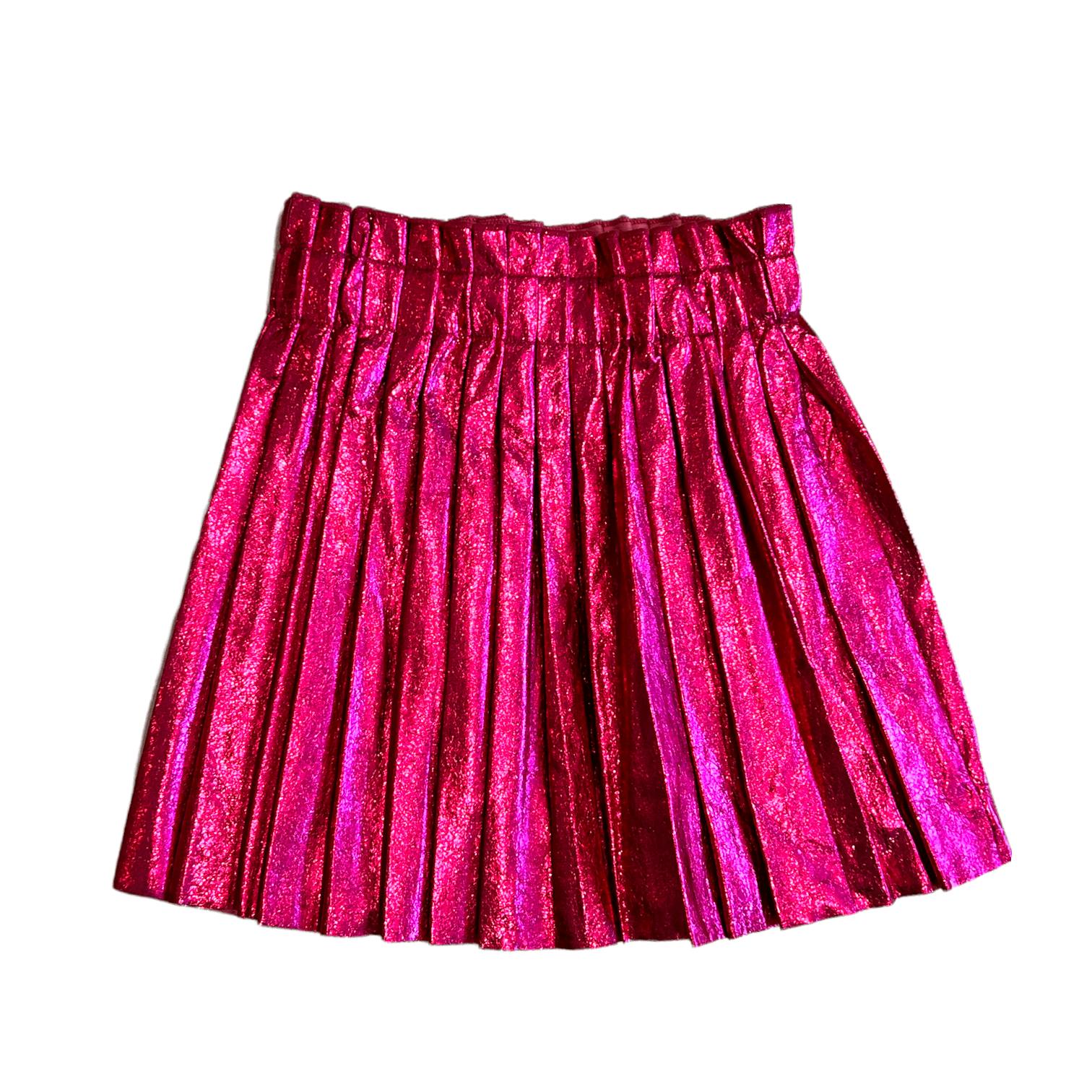 Foil Metallic Pleated Skirt
