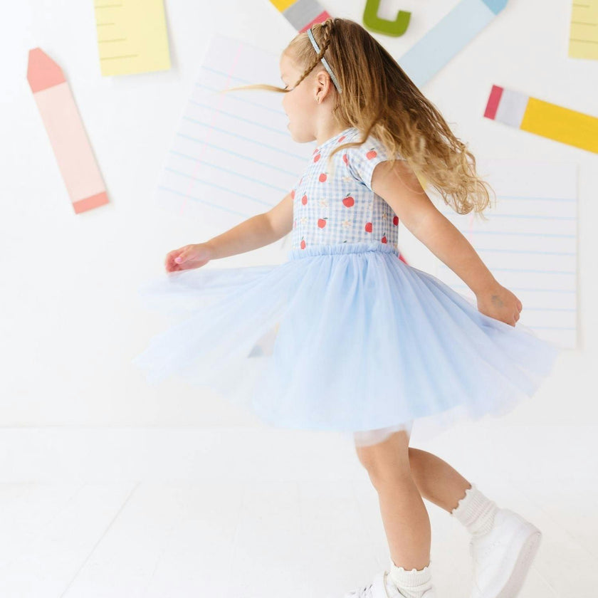 Apple Gingham Tulle Bow Headband
