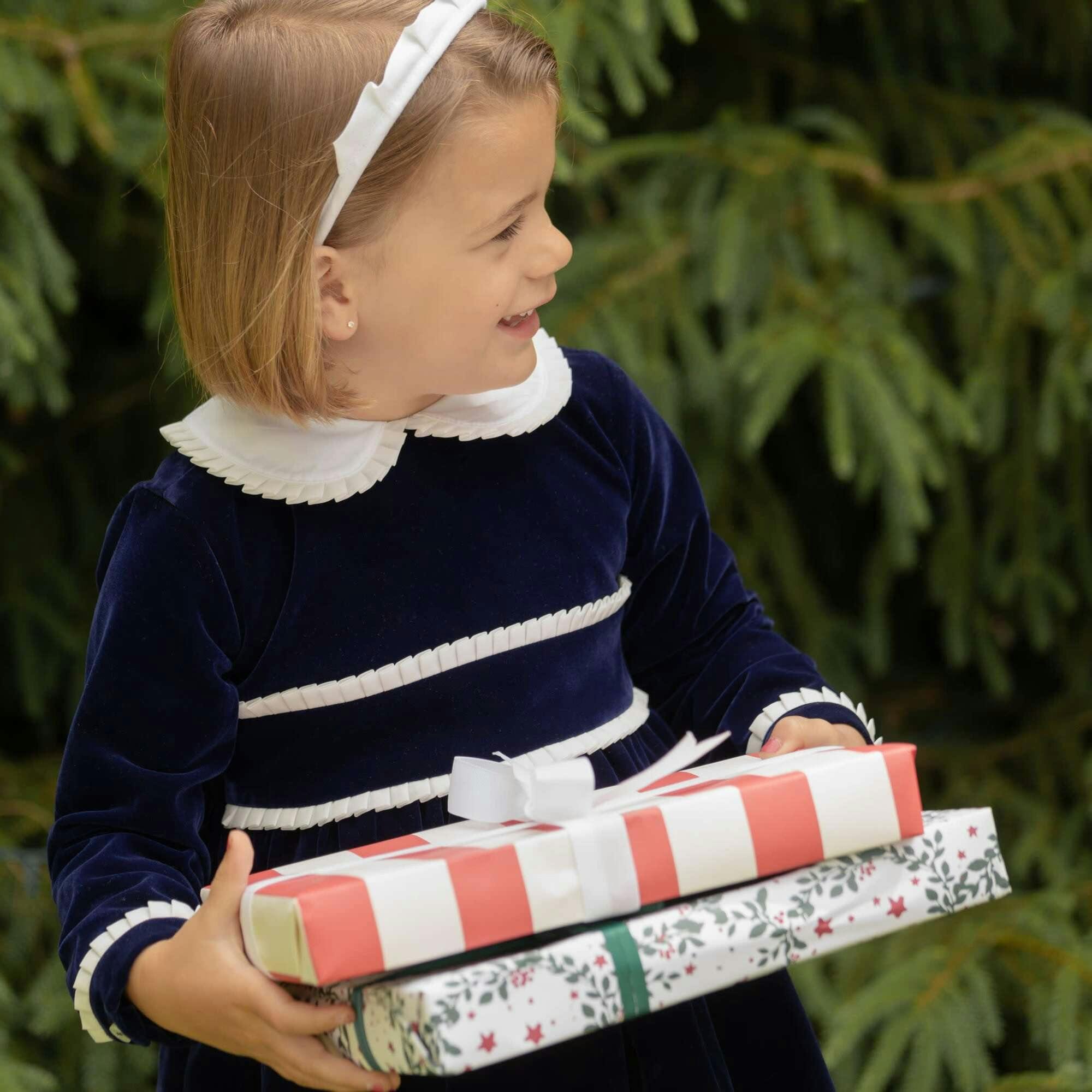 Long Sleeve Grace Dress in Midnight Blue Velvet