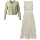 Woven Embroidered Jumper Cardigan Set