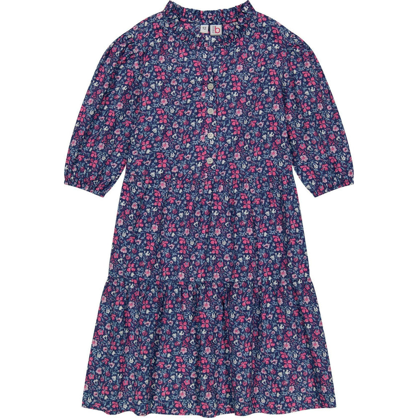 Heather Floral Print Ruffle Sleeve Dropwaist Popover Dress, Multi