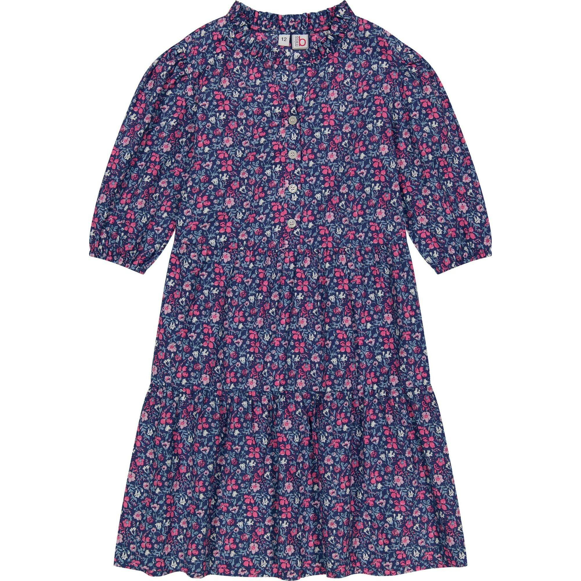 Heather Floral Print Ruffle Sleeve Dropwaist Popover Dress, Multi