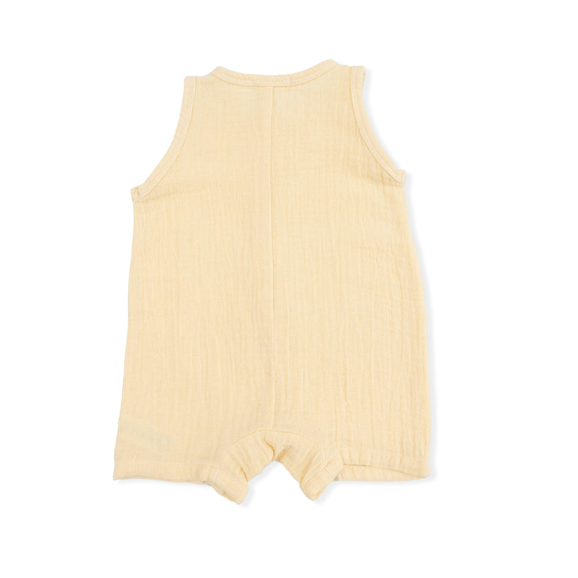 Solid Muslin Italian Straw - Sleeveless Shortie Romper