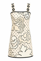 Lills Ivory Noir Dotted Embroidery Mini Dress