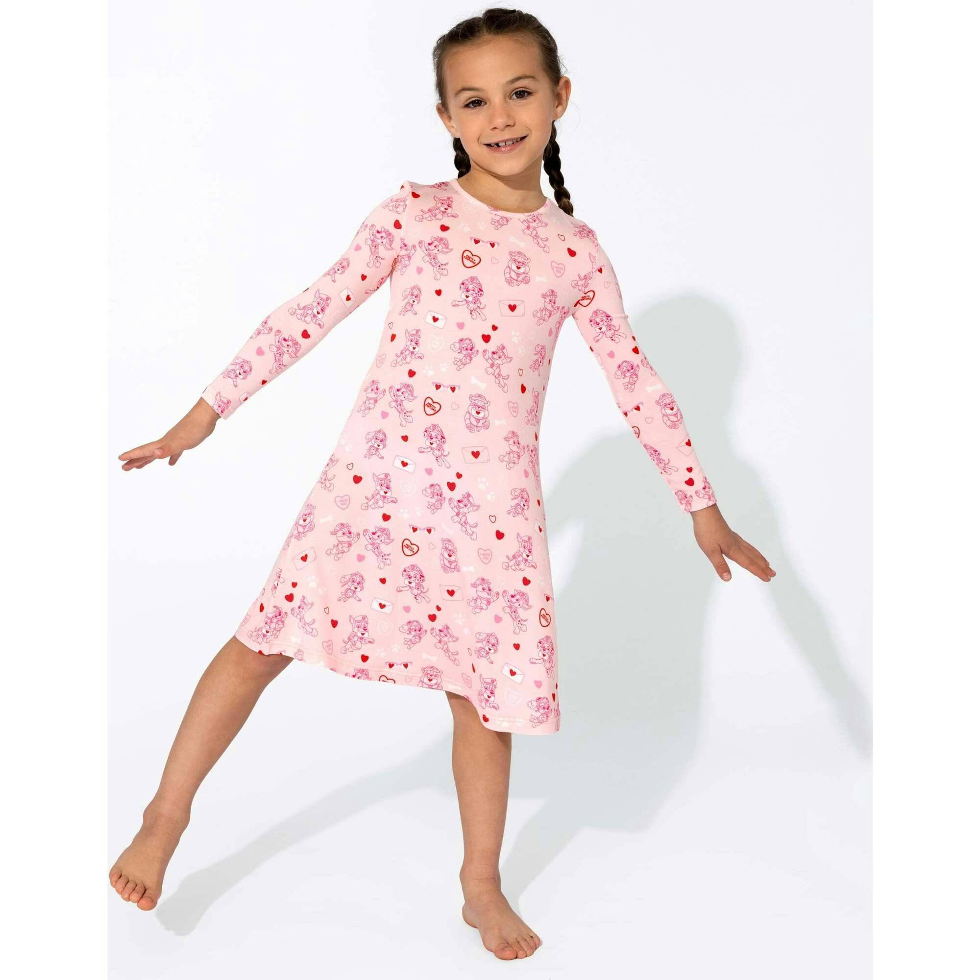 PAW Patrol: Valentine's Pink Bamboo Girls' Long Sleeve Dress