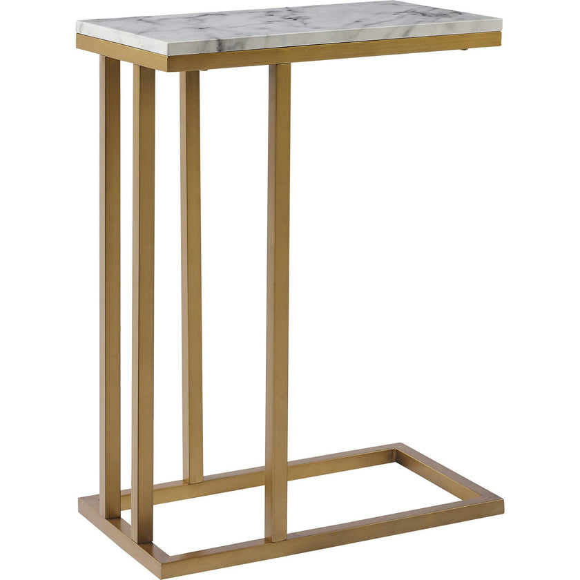 Marmo Modern Marble-Look C Shape Side Table
