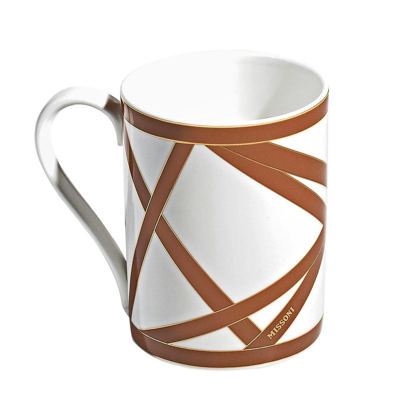 Mug Cup NASTRI in Luxury Box Beige diam. 3", H 3.9", cap. 12.5 oz
