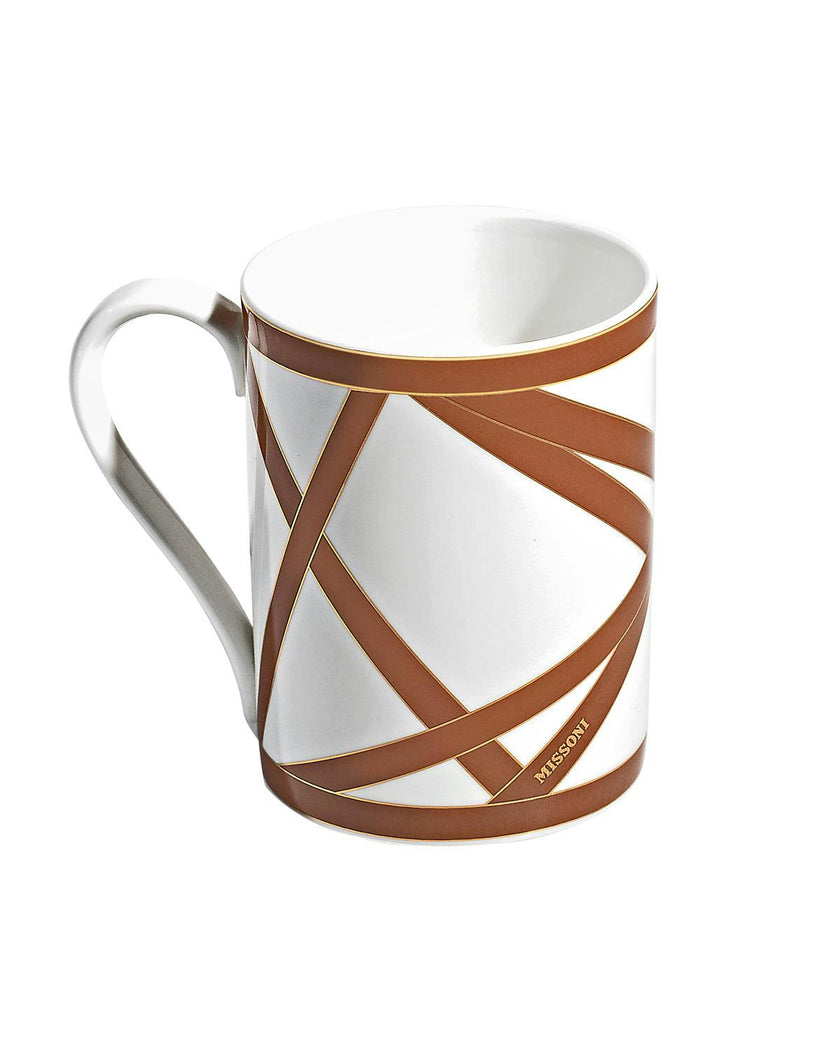 Mug Cup NASTRI in Luxury Box Beige diam. 3", H 3.9", cap. 12.5 oz
