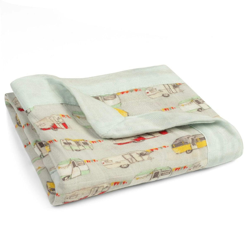 Vintage Trailers Mini Lovey Two-Layer Muslin Security Blanket