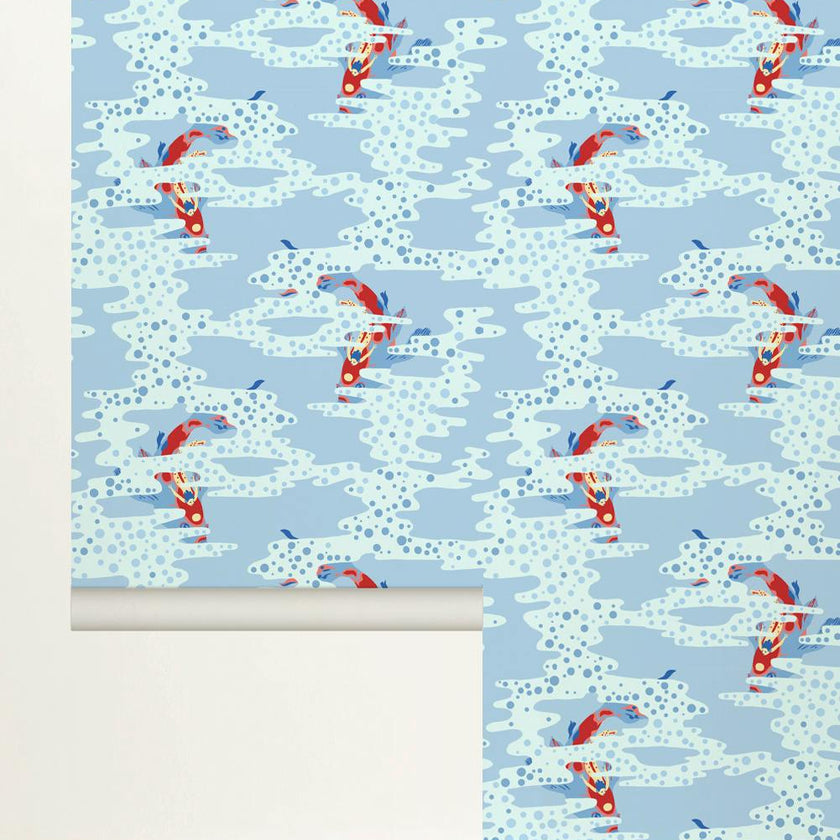 Wallpaper Koï Nobori color Bleu