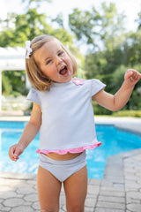 Cap Sleeve Rash Guard Tankini With Flower