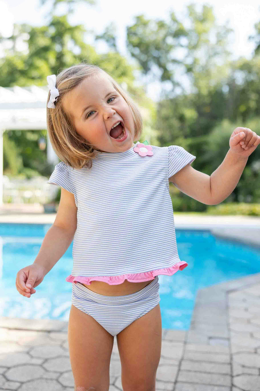 Cap Sleeve Rash Guard Tankini With Flower