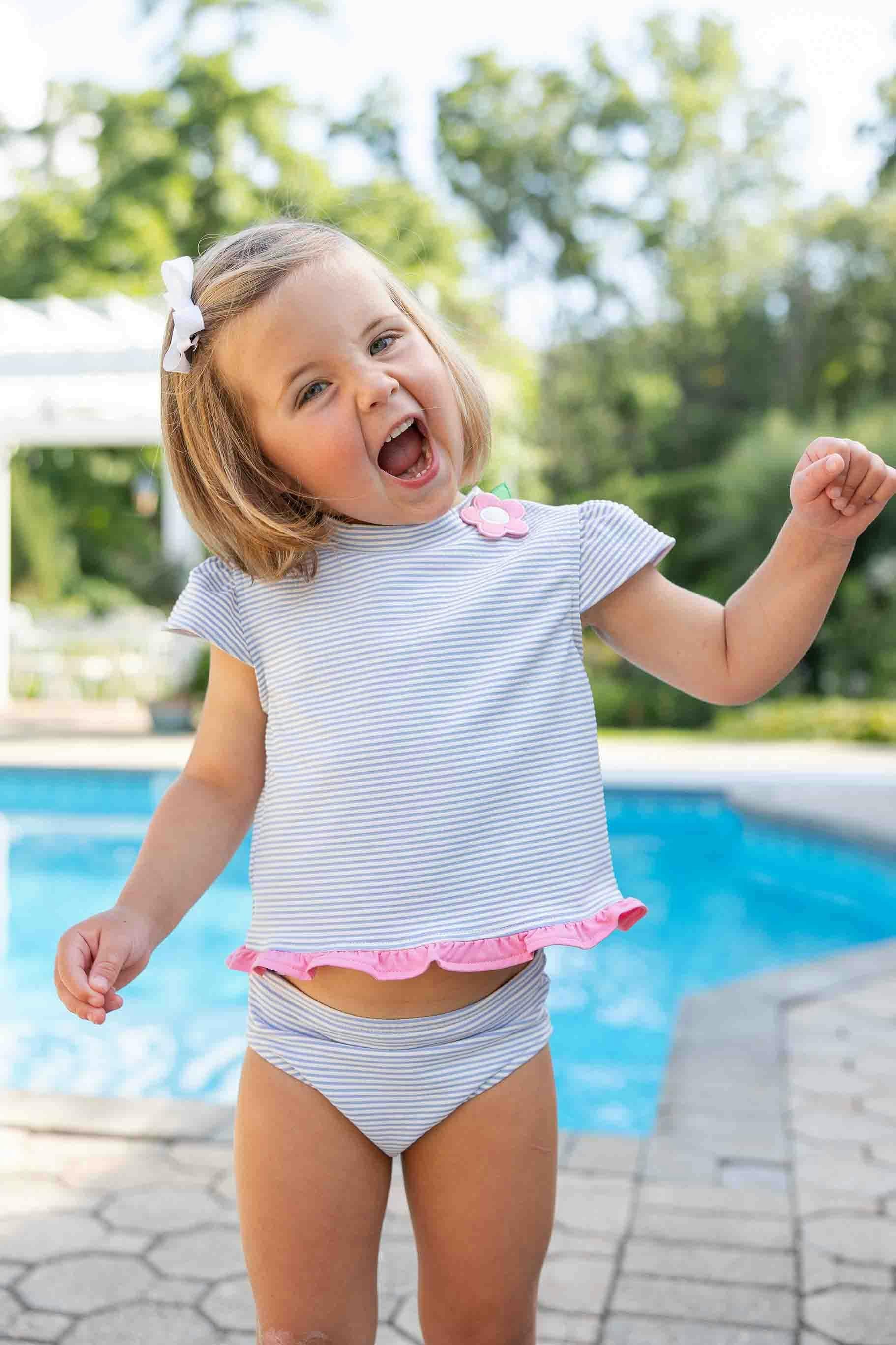 Cap Sleeve Rash Guard Tankini With Flower