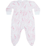 Pink Giraffe Print Smocked Footie
