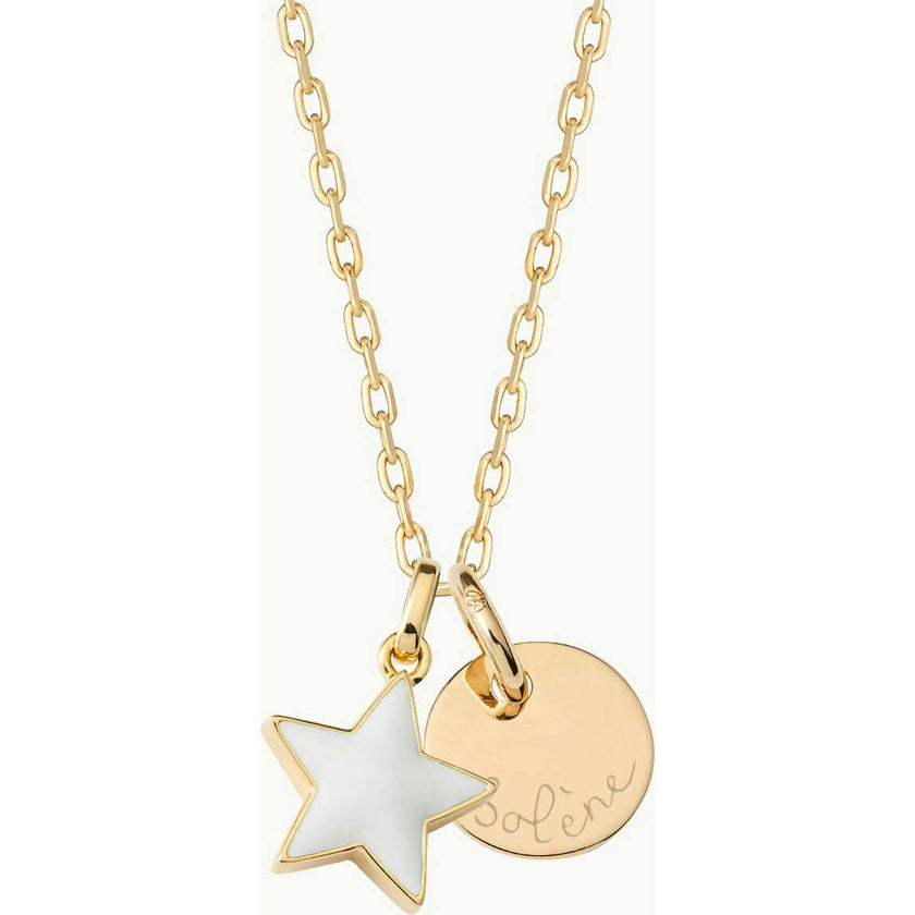 Personalized Enamel Star Necklace, 14k Gold Plated