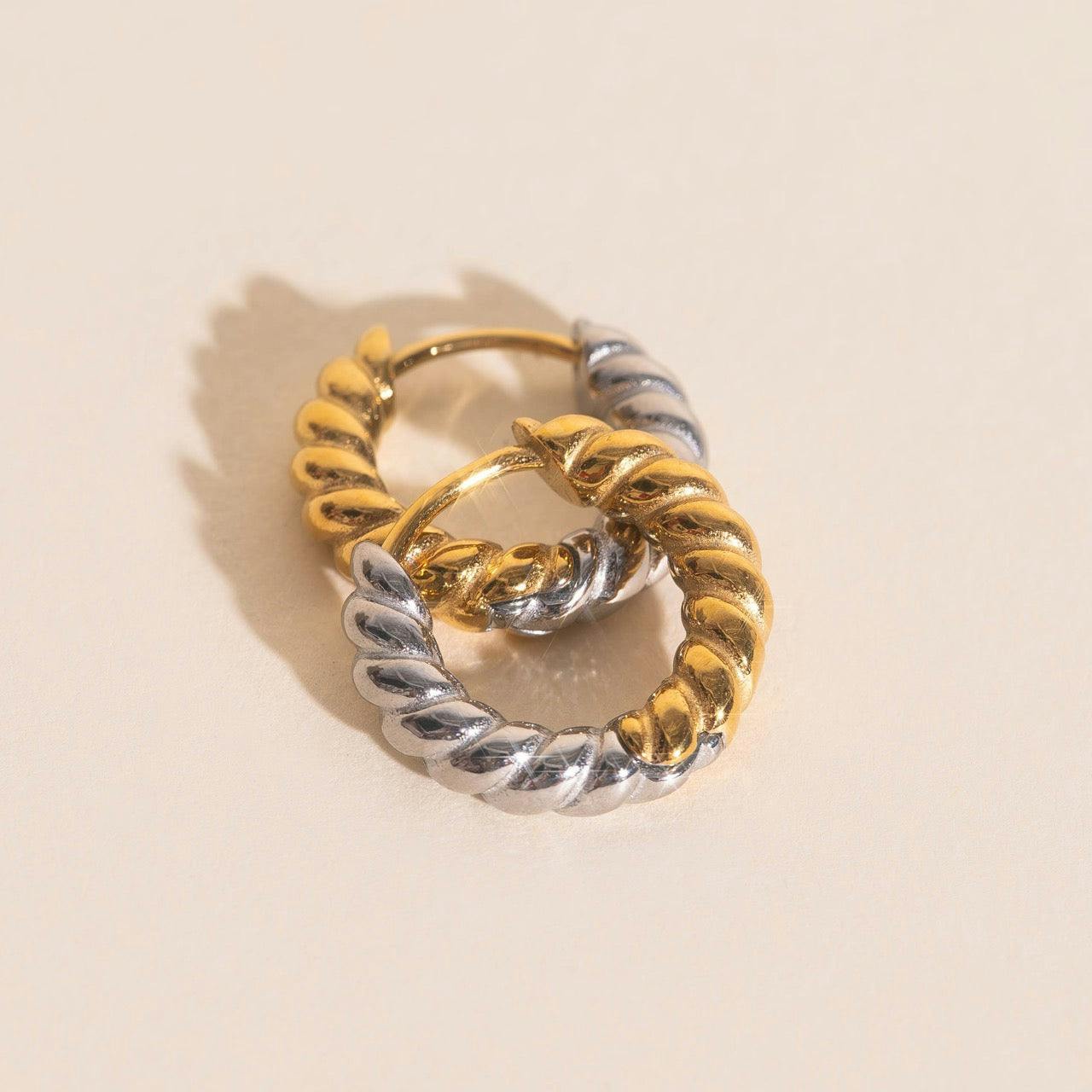 Rope Chunky Rounded Huggie Hoop Earrings