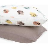 Cotton Muslin Pillowcase 2 Pack - Watercolor Critters