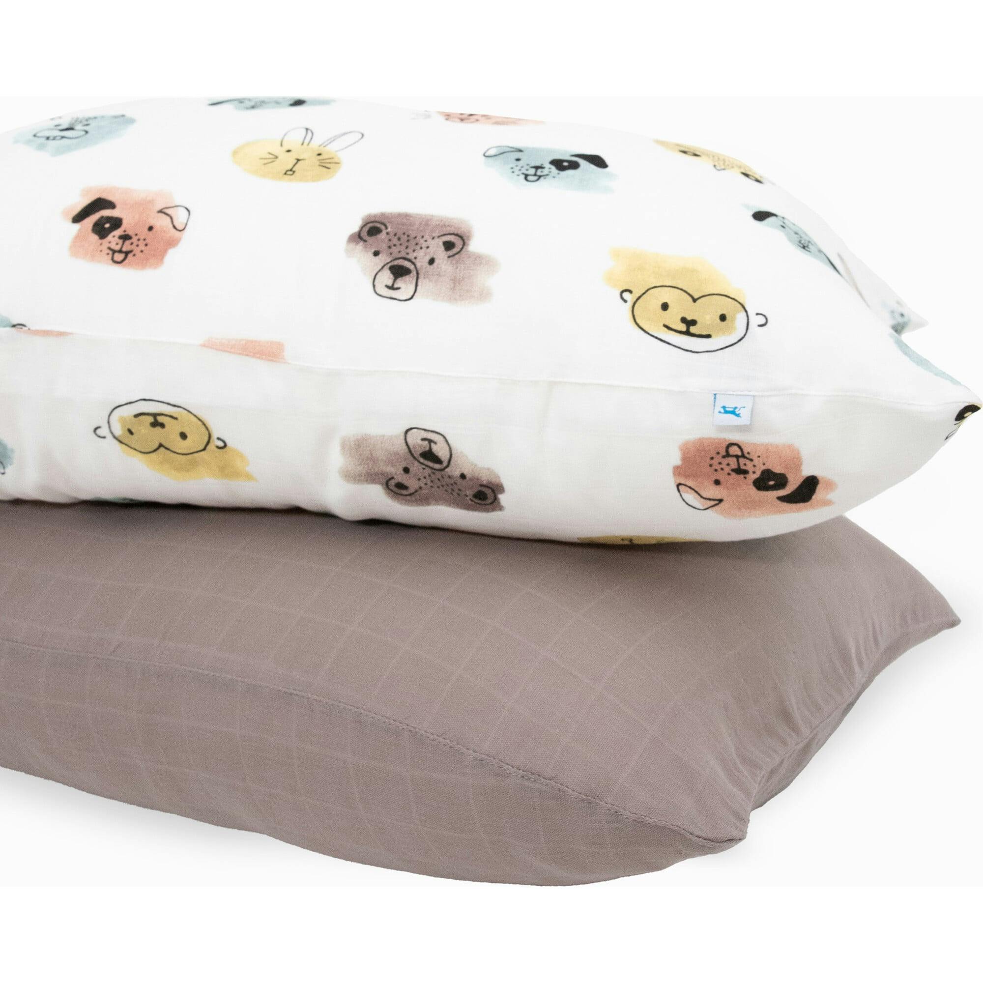 Cotton Muslin Pillowcase 2 Pack - Watercolor Critters