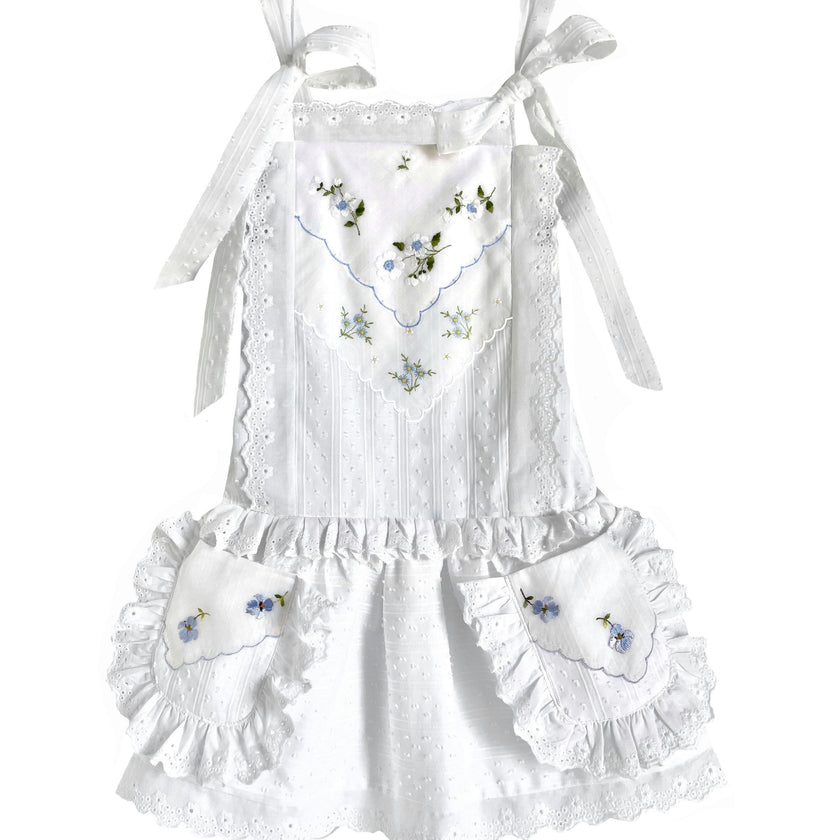 6y Drop-Waist Handkerchief Dress - Pastel Blue Flower Garden