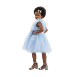 Light Blue Party Dress with Glitter Stars