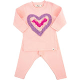 Multi Ruffle Heart Terry Applique Two Piece Set