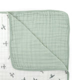 Original Organic Cotton Muslin Quilt - Pewter Planes
