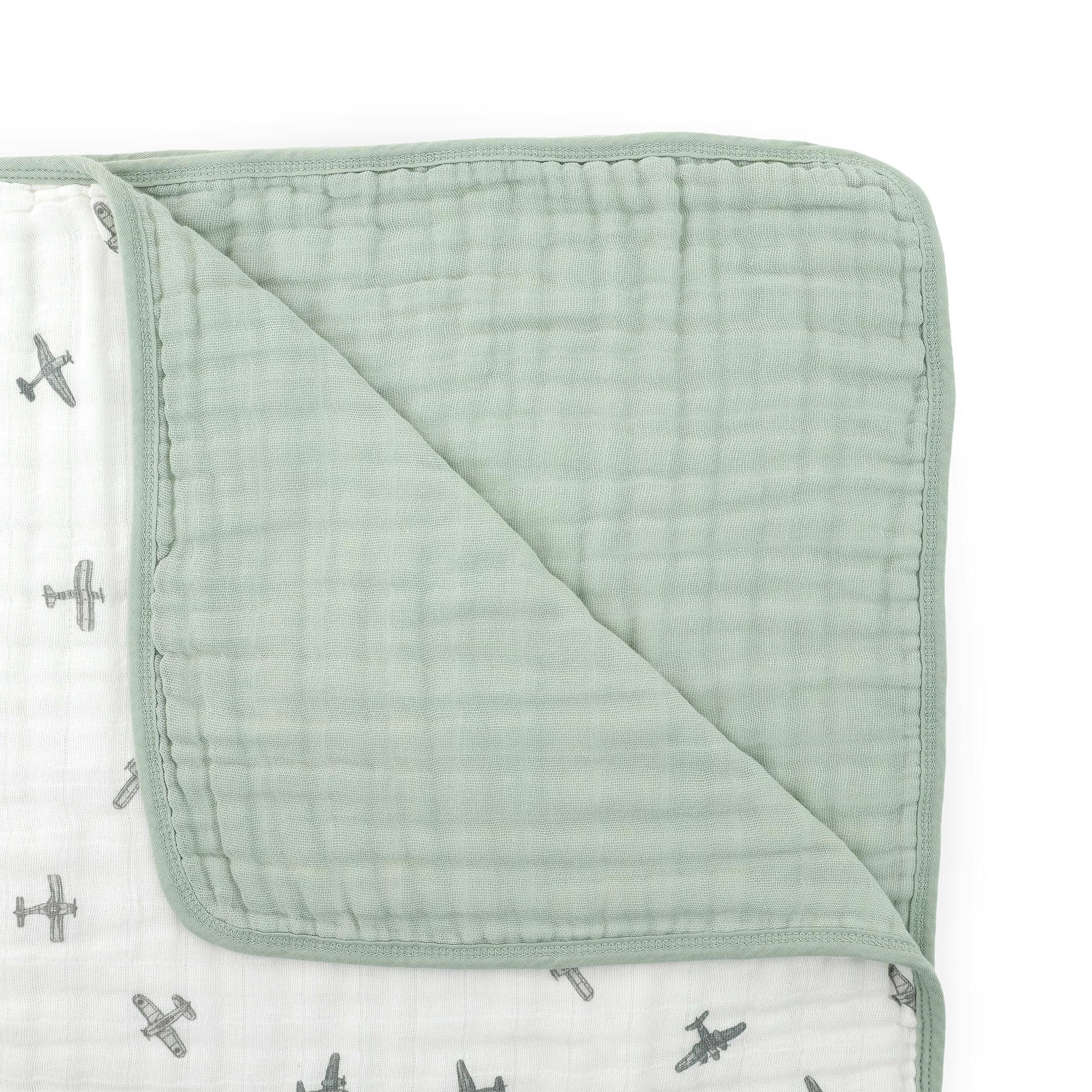 Original Organic Cotton Muslin Quilt - Pewter Planes