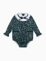 Navy & Green Floral Odisea Baby Girl Romper
