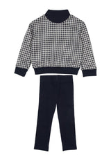 Kids Unisex Soft Gingham Neck Sweatshirt & Legging Set