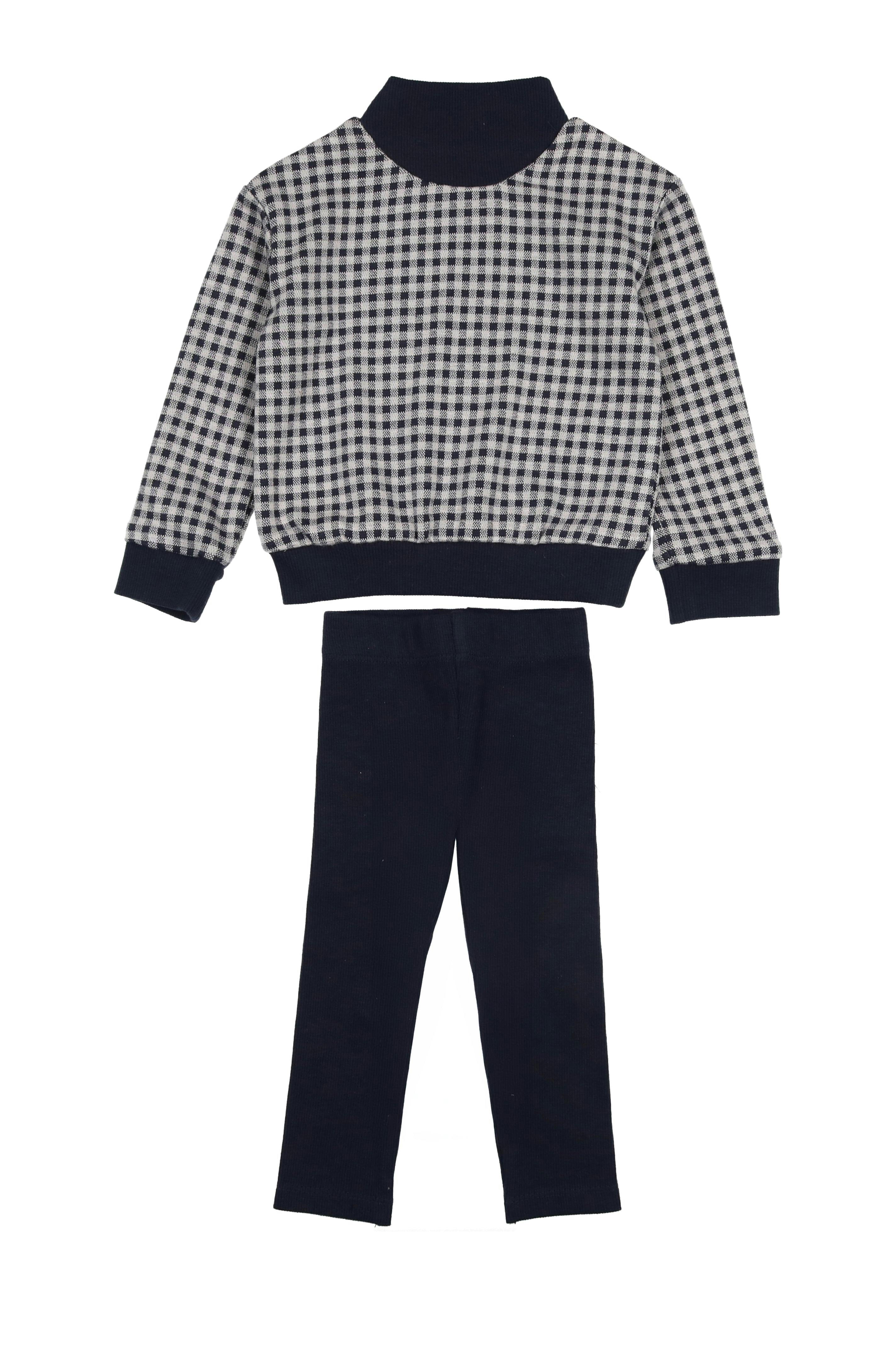 Kids Unisex Soft Gingham Neck Sweatshirt & Legging Set
