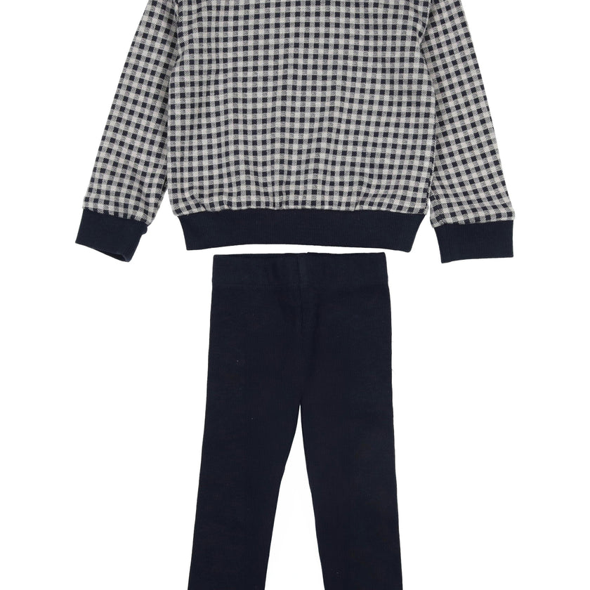 Kids Unisex Soft Gingham Neck Sweatshirt & Legging Set