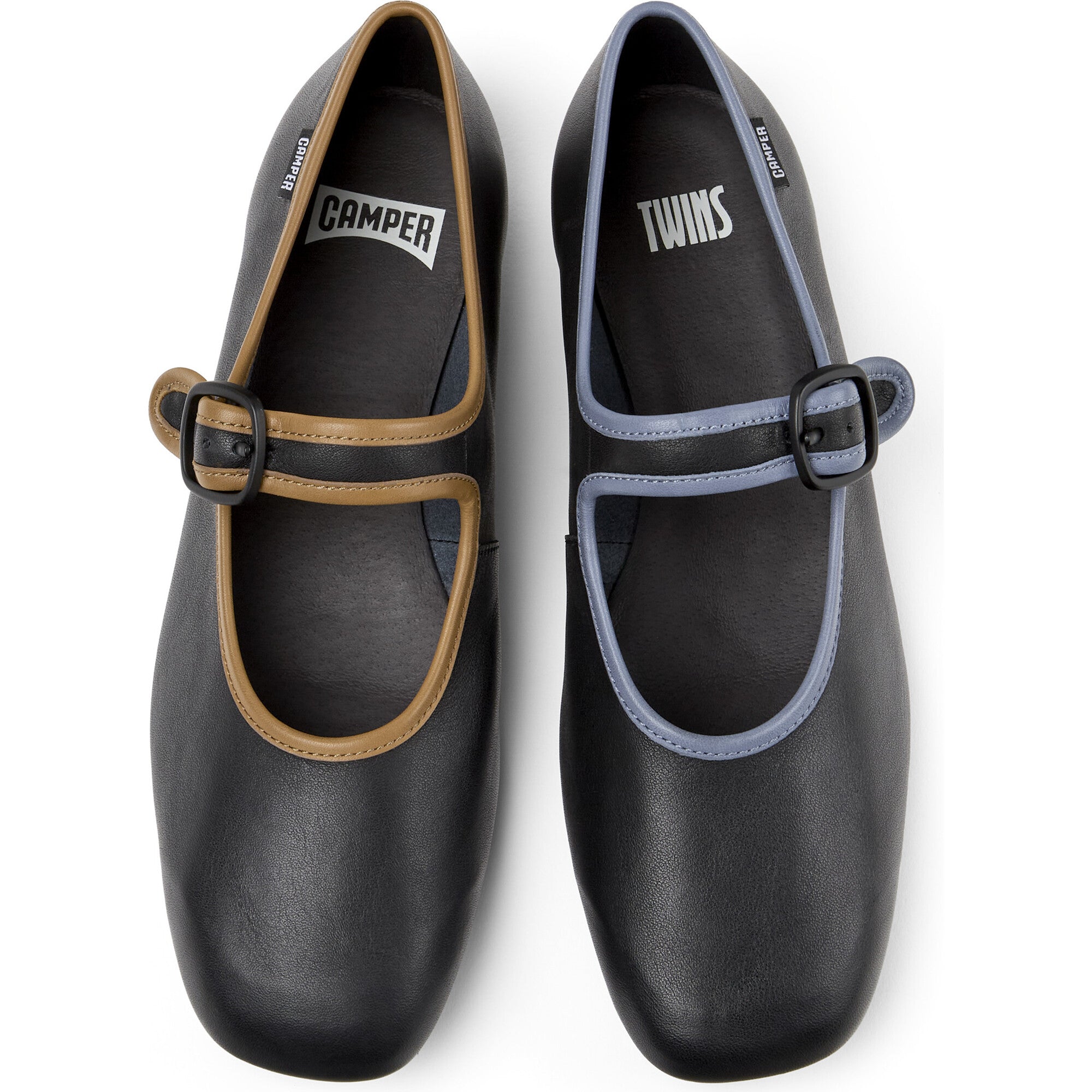 Women's Casi Myra Twins Contrast Piped Square Toes Ballerina Shoes