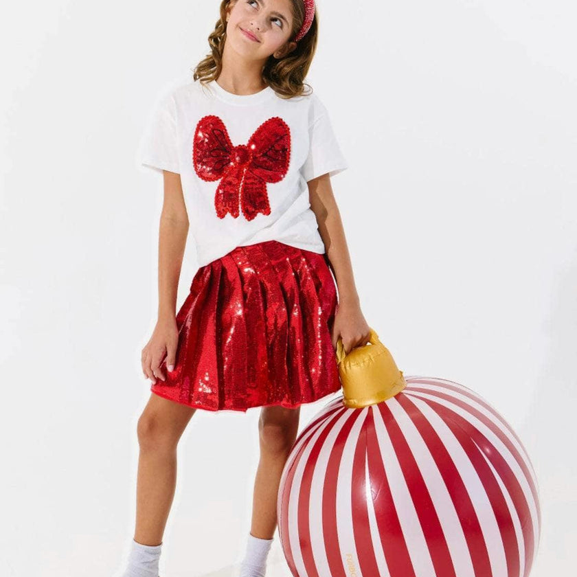 Scarlet Pleated Shimmer Skirt