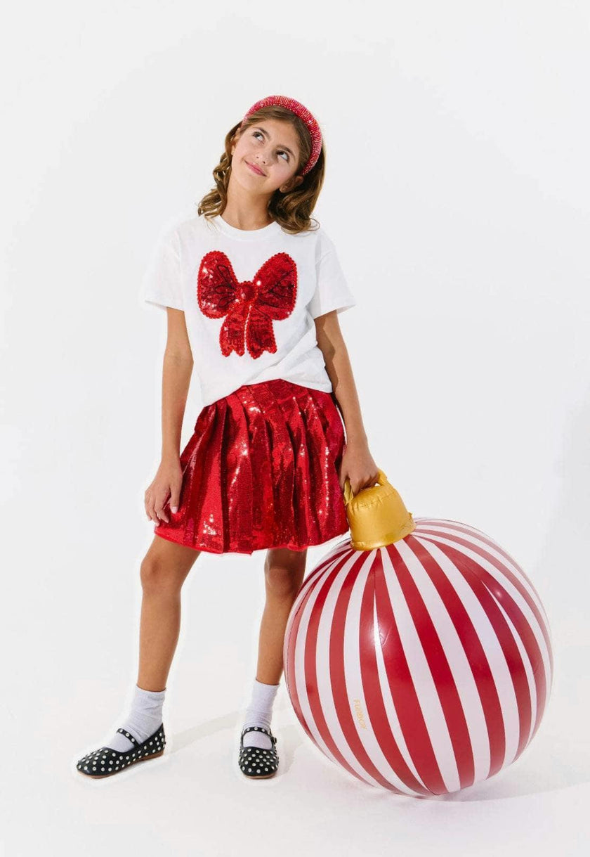 Scarlet Pleated Shimmer Skirt