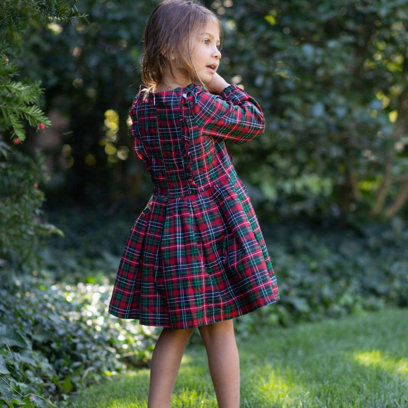Long Sleeve Ruffle Dress in Plaid