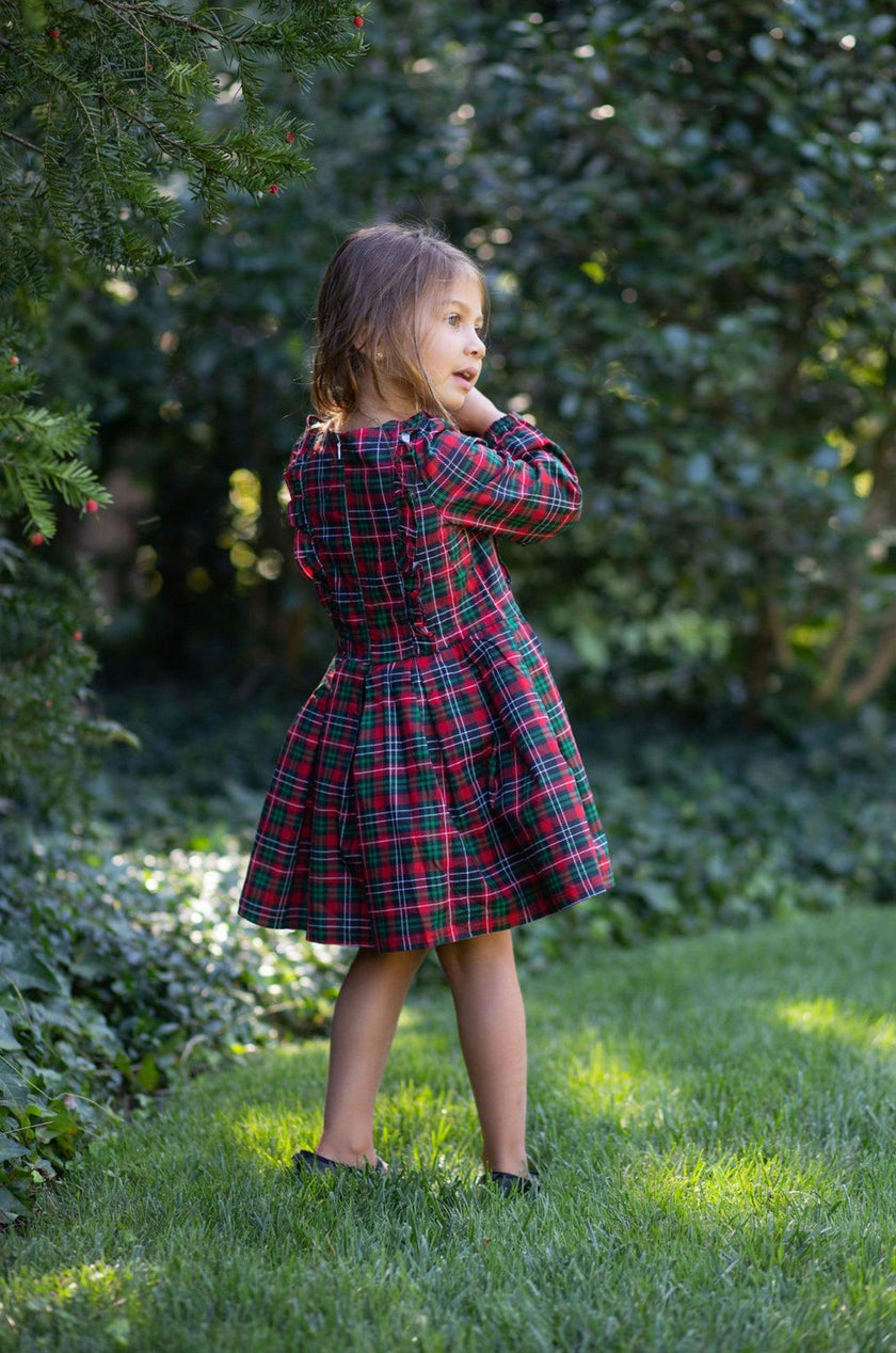 Long Sleeve Ruffle Dress in Plaid