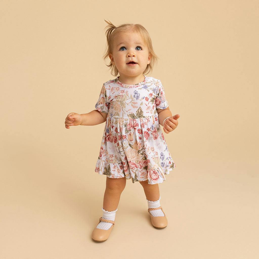 Kristiana Ruffled Twirl Bodysuit Dress