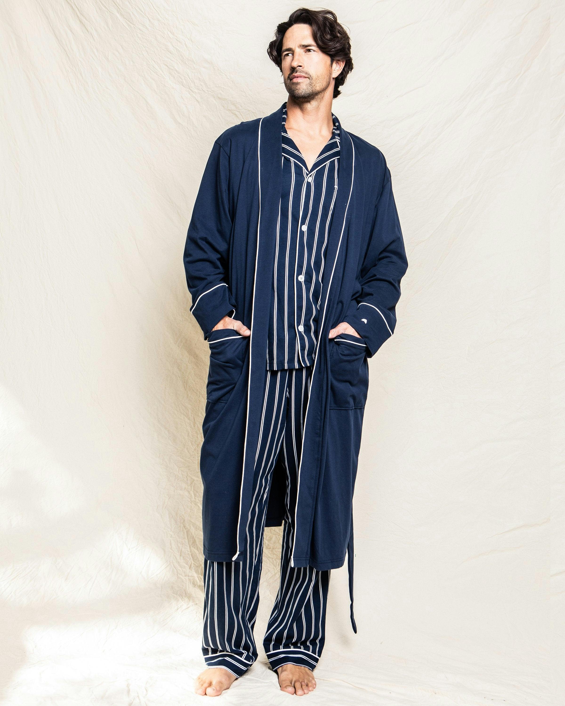 Men's Pima Robe in Navy