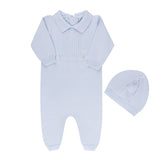 Cable Knit Longall with Hat Blue