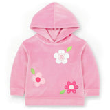 Velour Hoodie With Flowers