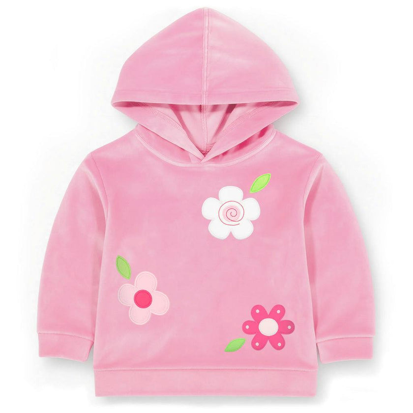 Velour Hoodie With Flowers
