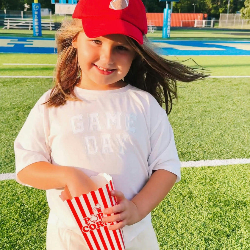 Red Football Bow Baseball Hat (Baby/Toddler, Youth)